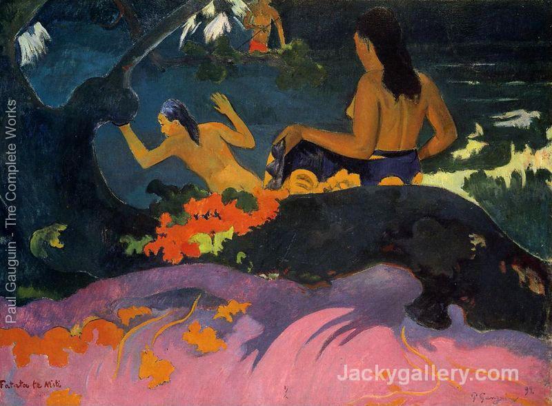 Fatata Te Miti Aka By The Sea by Paul Gauguin paintings reproduction
